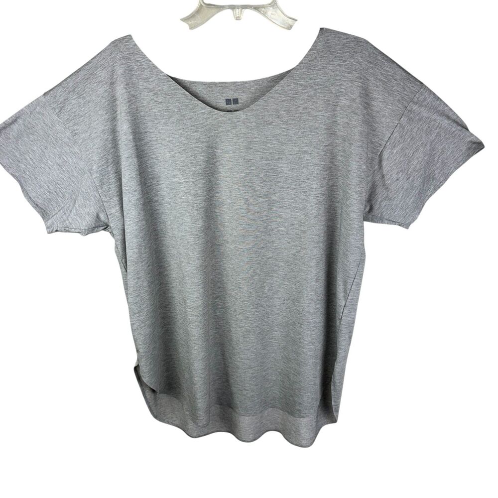 Uniqlo Women Gray Short Sleeve T-Shirt L Casual Blouse